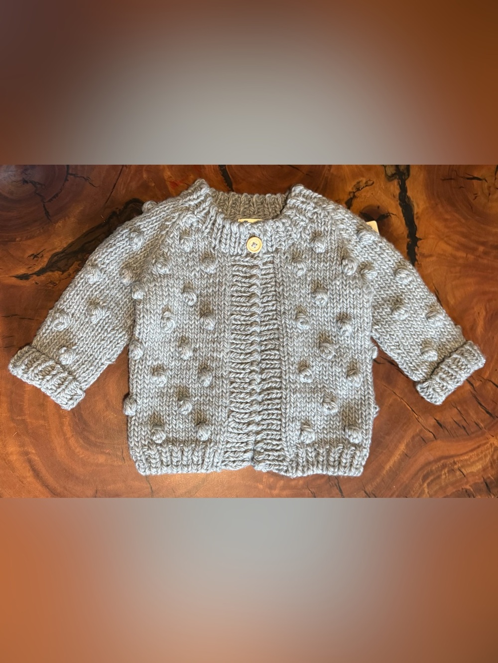 The Blueberry Hill Crocheted Single-Button Popcorn Sweater